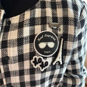 Karl Lagerfeld Monochrome Checkered Jacket with Patches